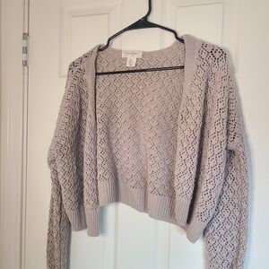 Jessica Simpson Taupe Open-Knit Cardigan